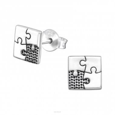 Kolczyki srebrne dla dziewczynki Puzzle