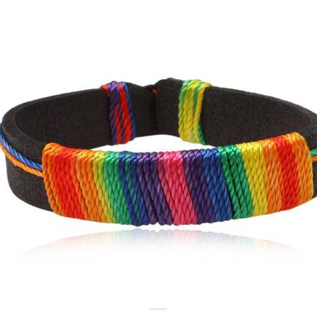 Bransoletka skorzana ze sznurkami Multicolor