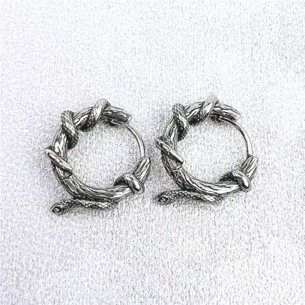 Stalowe Kolczyki Kółka retro punk z Wężem 1,8 cm