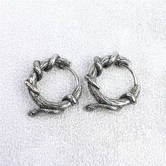 Kolczyki fashion Kółka retro punk z Wężem 1,8 cm 