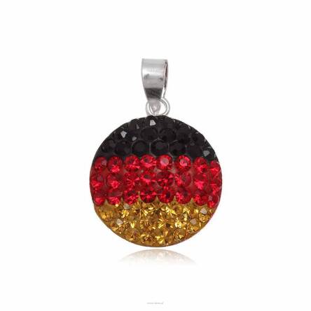 Wisiorek srebrny Kolko Flaga Niemiec a'la Swarovski