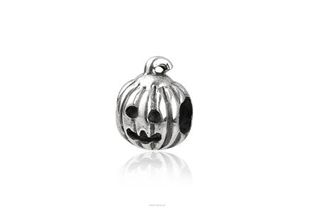 koralik modulowy srebrny dynia halloween