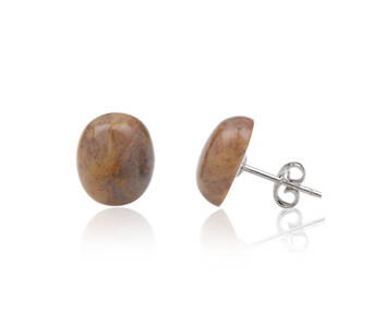 Earrings silver oval yellow opal