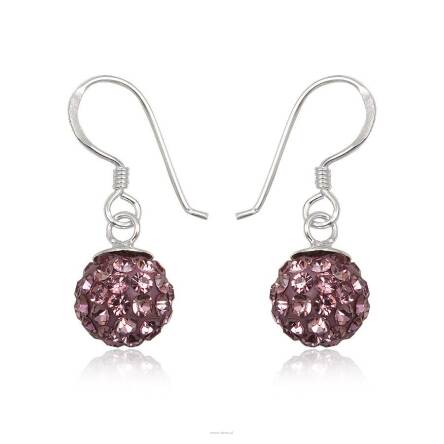 kolczyki srebro swarovski kule male fioletowe