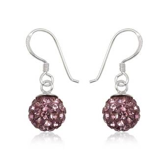 Srebrne Kolczyki Swarovski Kule fioletowe 8 mm