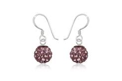 Srebrne Kolczyki Swarovski Kule fioletowe 8 mm