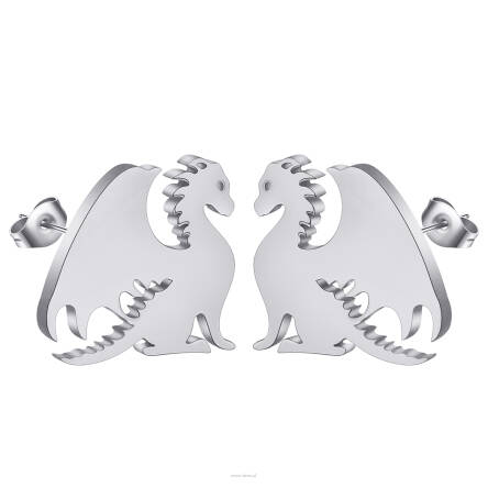 Kolczyki stal szlachetna unisex srebrny SMOK sztyfty 0,7 cm