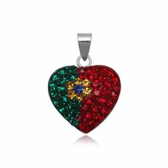 Wisiorek srebrny Serce Flaga Portugalii a'la Swarovski