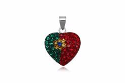 Wisiorek srebrny Serce Flaga Portugalii a'la Swarovski
