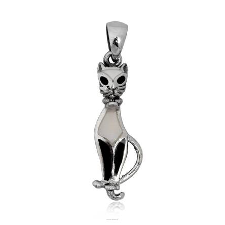 Pendant silver Nice Kitty with Mother Of Pearl