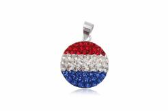 Wisiorek srebrny Kółko Flaga Holandii a'la Swarovski