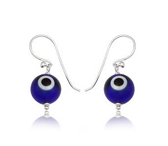 Earrings silver Evil Eye navy blue