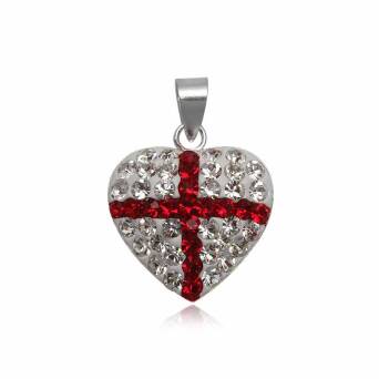 Wisiorek srebrny Serce Flaga Anglii a'la Swarovski