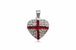 Wisiorek srebrny Serce Flaga Anglii a'la Swarovski