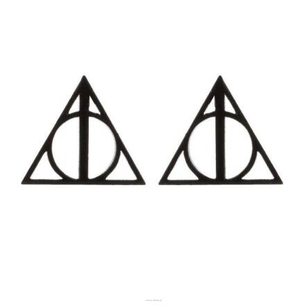 Kolczyki stalowe Insygnia śmierci Harry Potter czarne sztyfty
