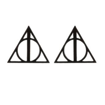 Kolczyki stalowe Insygnia śmierci Harry Potter czarne sztyfty
