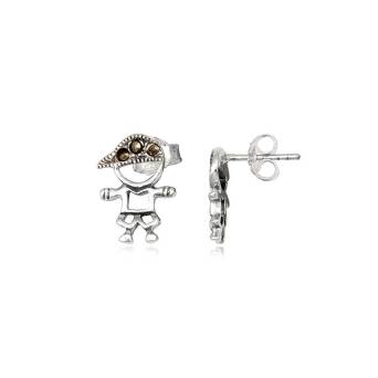 Earrings silver with marcasites BOY