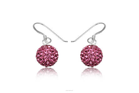 Srebrne Kolczyki Swarovski Rozowe Kule 1 cm