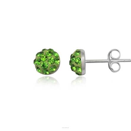 Earrings silver Preciosa Crystal half-beads green