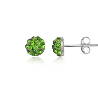 Earrings silver Preciosa Crystal half-beads green