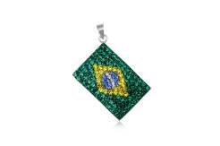 Pendant silver and Preciosa Crystal flag Brasil