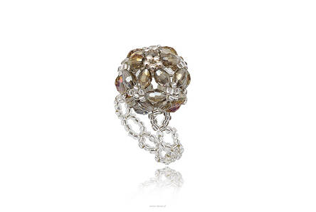 Pierscionek Swarovski Szaro-Złota Kula (r wolny)