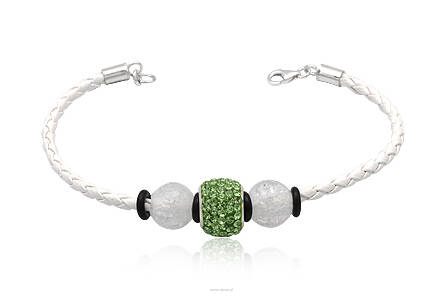Bransoletka pleciona z kryształkami Swarovski, srebrna